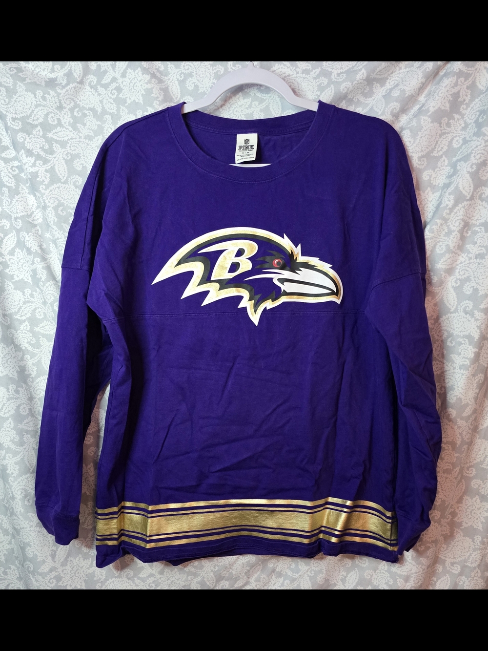 Victoria's Secret PINK Purple NFL Baltimore Ravens Tee Medium NWOT